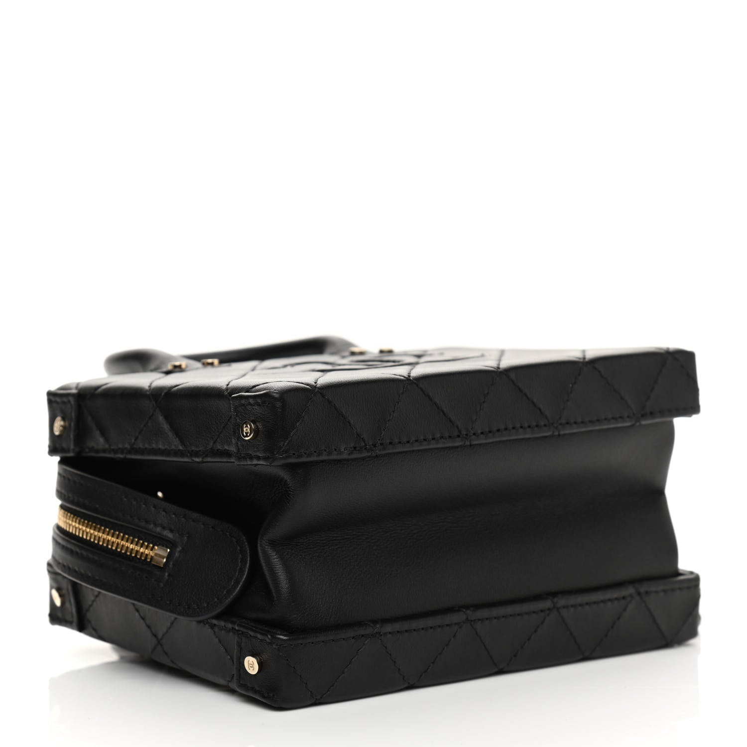 Chanel Calfskin Quilted Small Studded Square Vanity Case Black 4 of 10