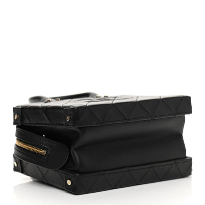 Chanel Calfskin Quilted Small Studded Square Vanity Case Black 4 of 10