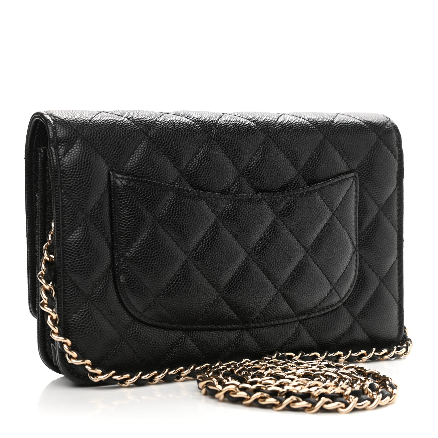 Caviar Quilted French New Wave Chain CC Wallet On Chain WOC Black