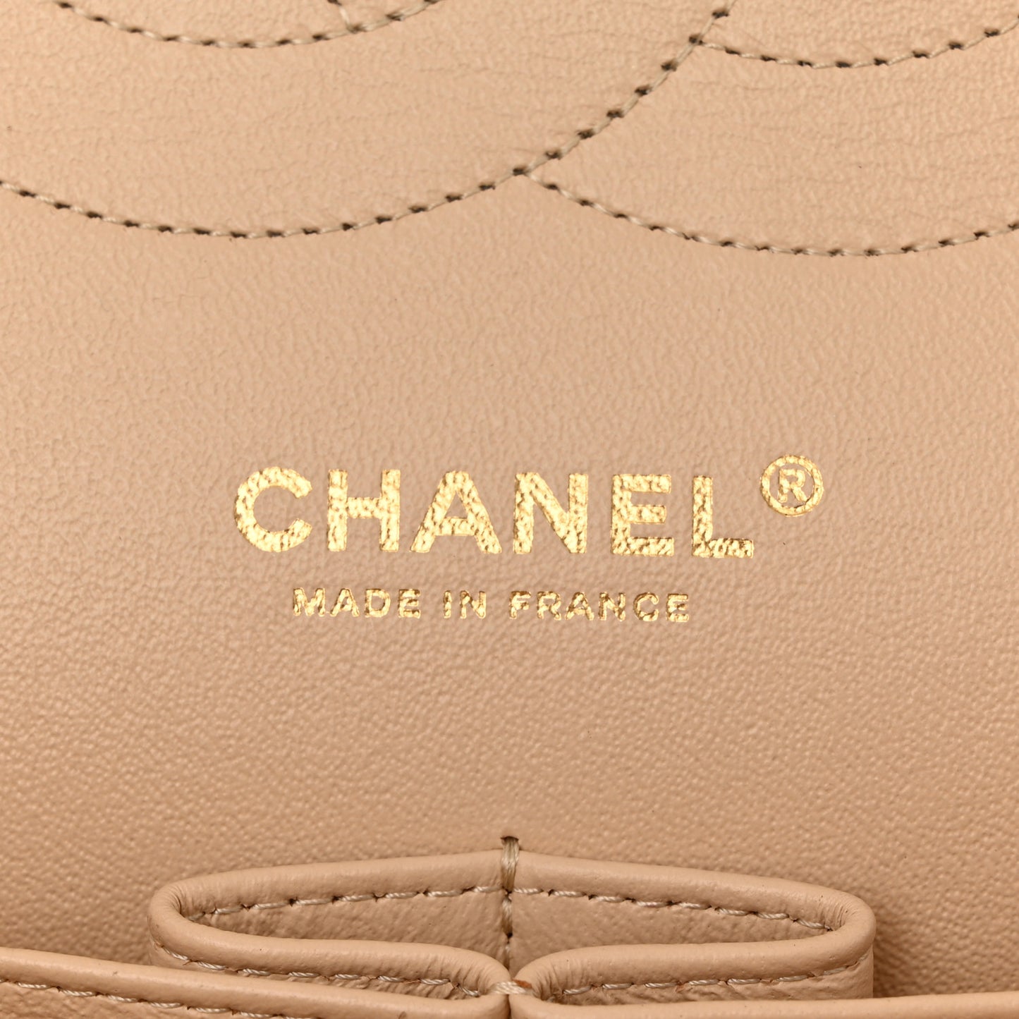 Caviar Quilted Jumbo Double Flap Beige