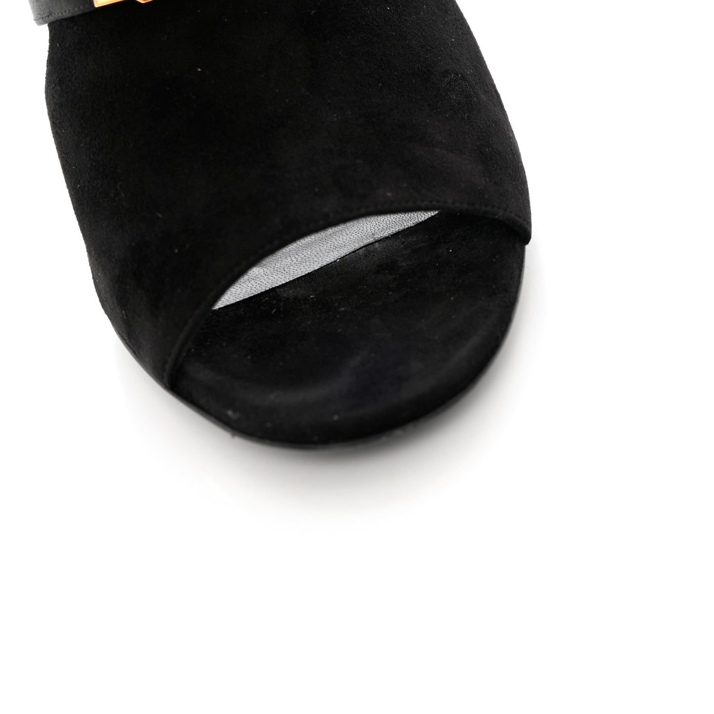 Suede Goatskin Satin Cute Sandals 39.5 Black