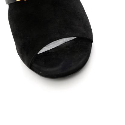 Hermes Suede Goatskin Satin Cute Sandals 39.5 Black 12 of 14