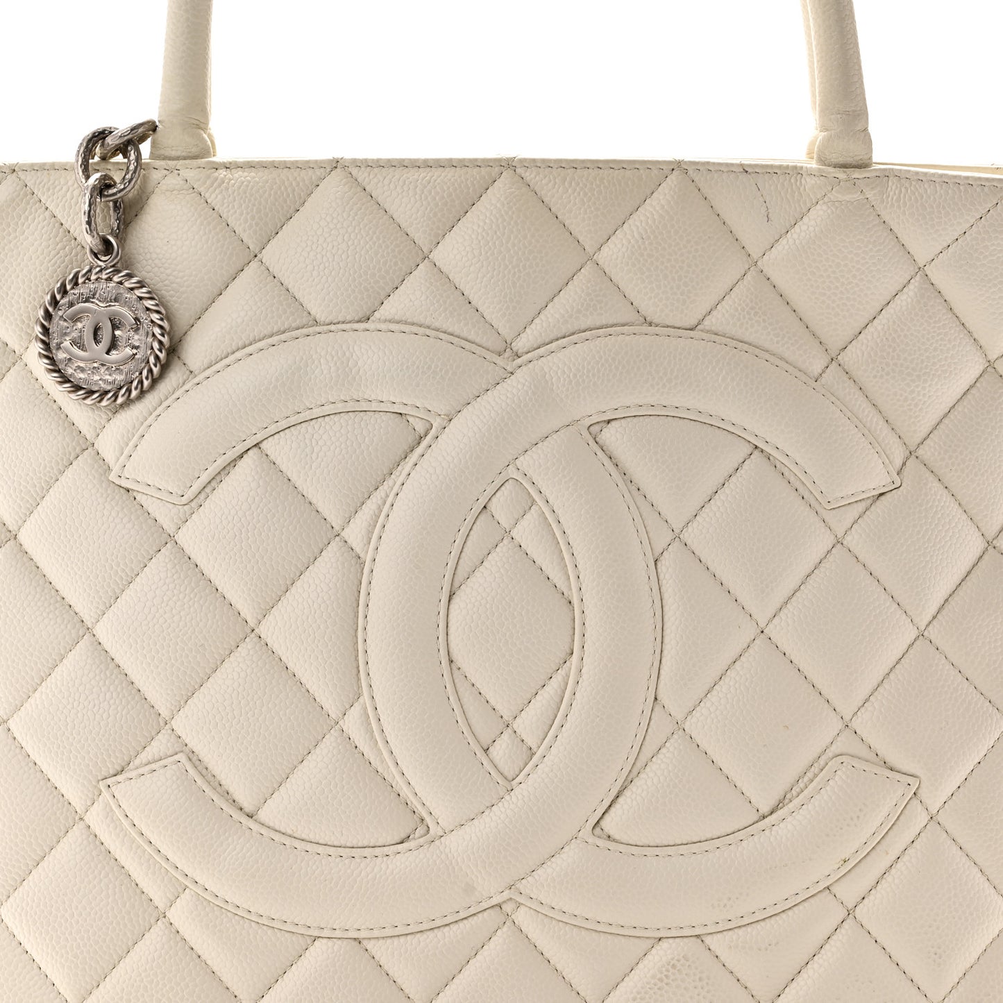 Caviar Quilted Medallion Tote White