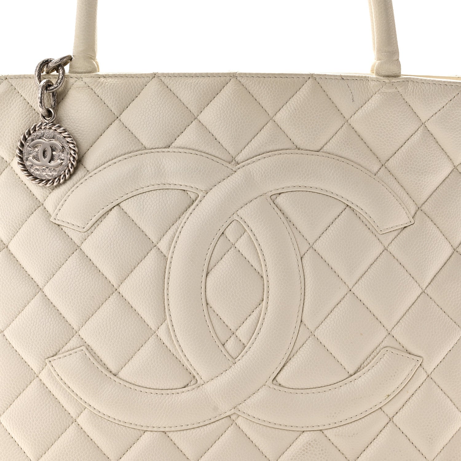 Chanel Caviar Quilted Medallion Tote White 8 of 10