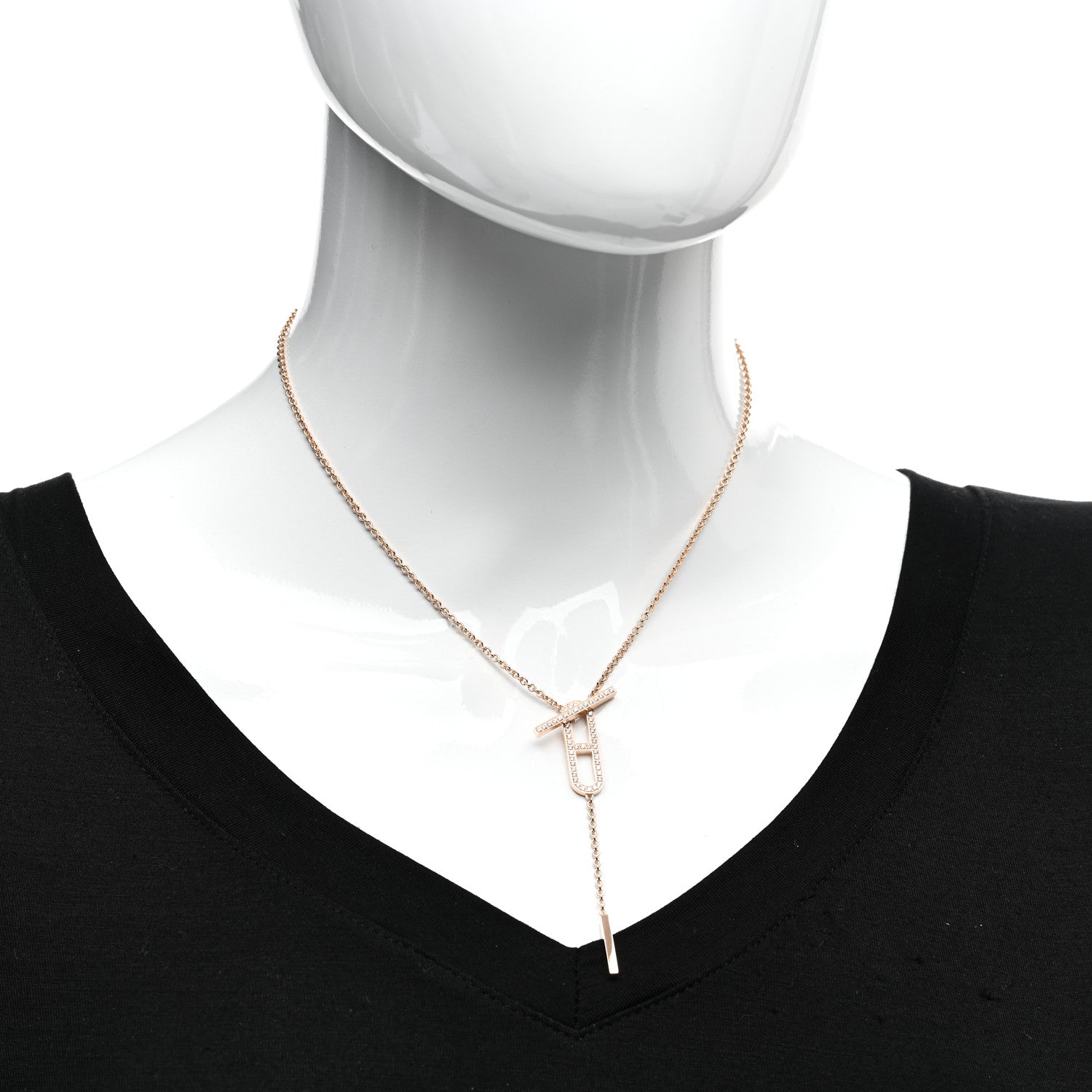 Hermes 18K Rose Gold Diamond PM Ever Chaine D'Ancre Necklace ST 2 of 5