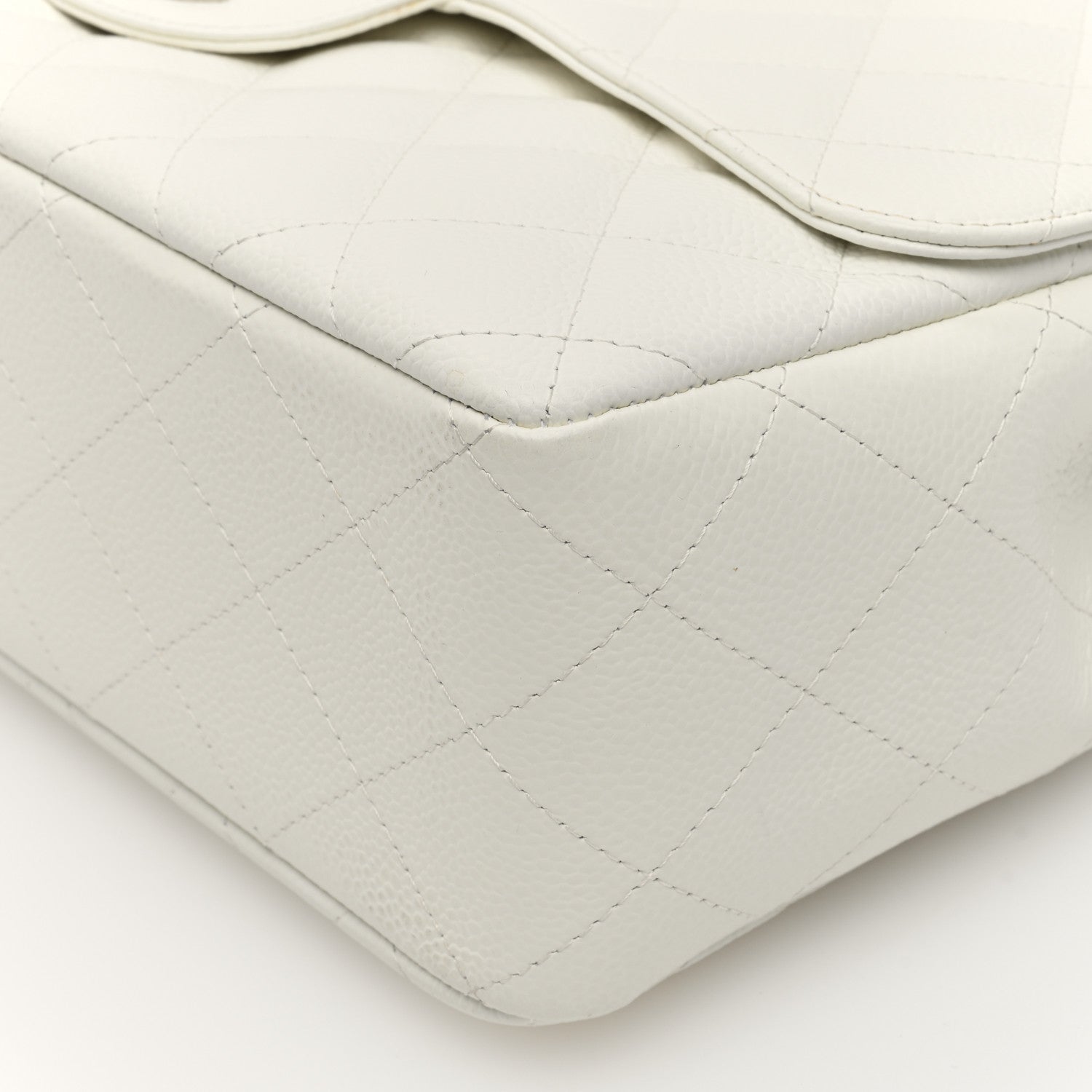 Chanel Caviar Quilted Jumbo Single Flap White 10 of 10