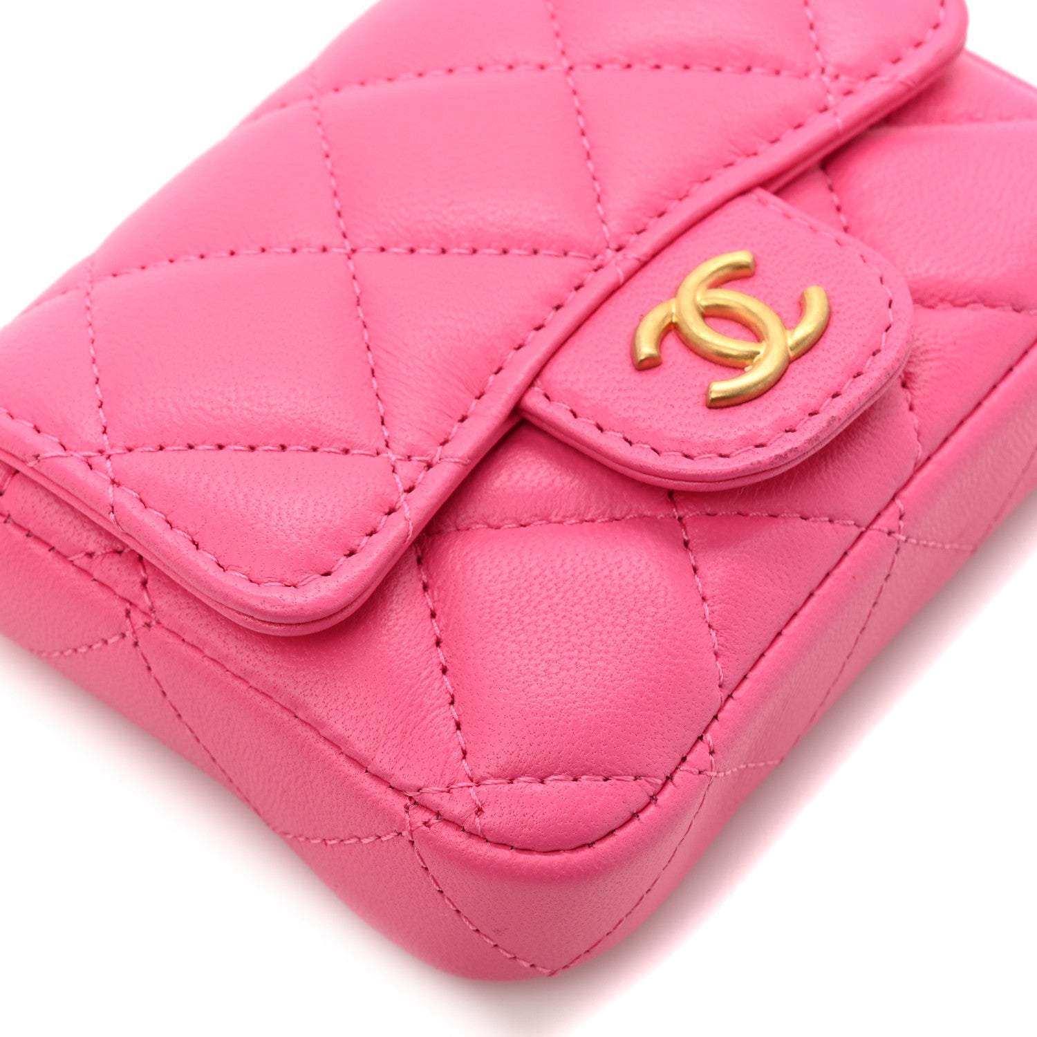 Chanel Lambskin Enamel Quilted Mini Chain Belt Bag Pink 11 of 14