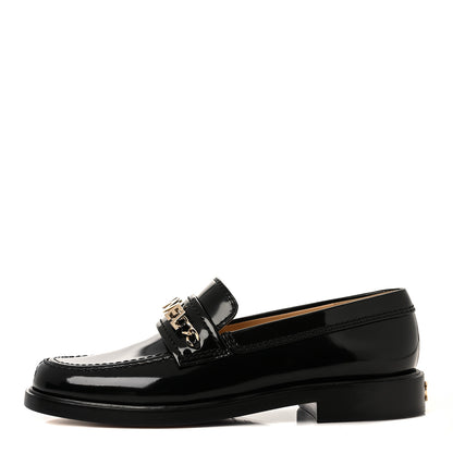 Chanel Shiny Calfskin Logo Loafers 37.5 Black 1 of 8
