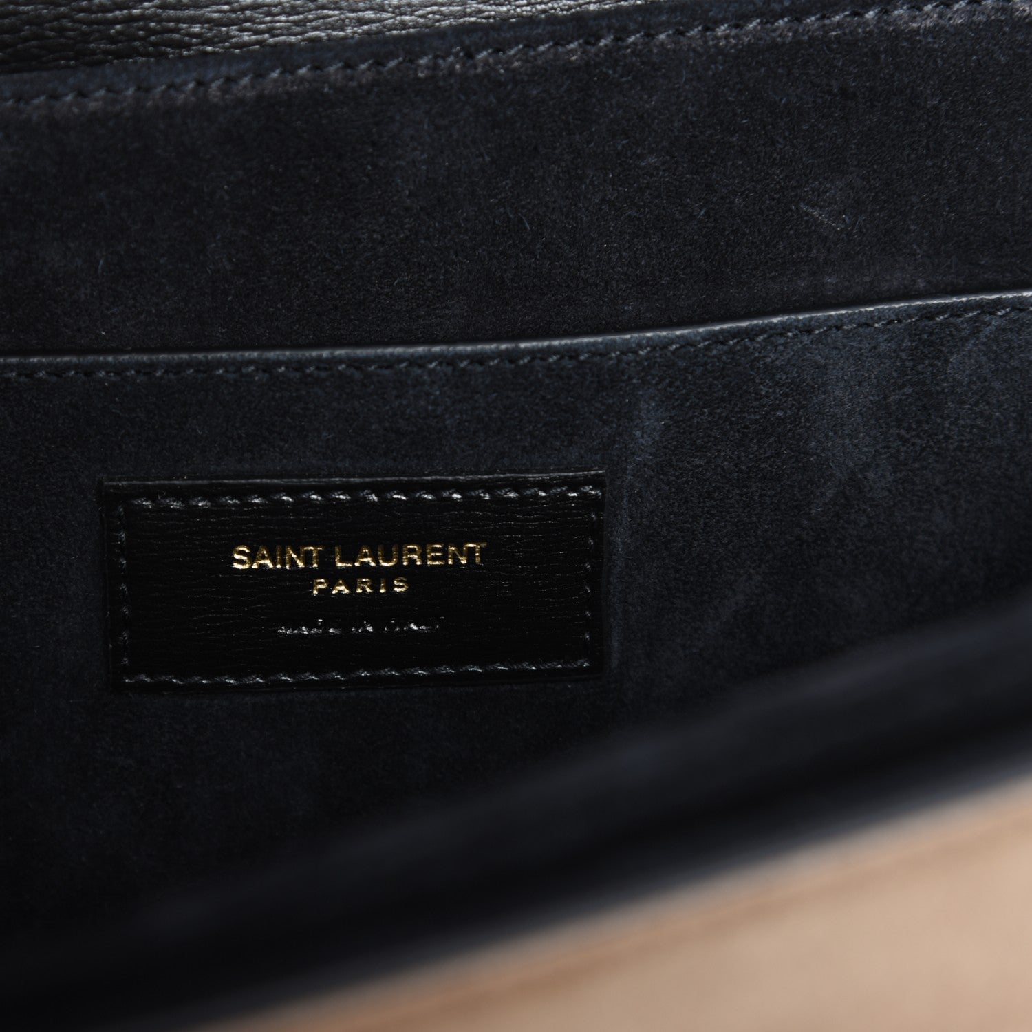 Saint Laurent Calfskin Suede Medium Bellechasse Black Beige 6 of 7