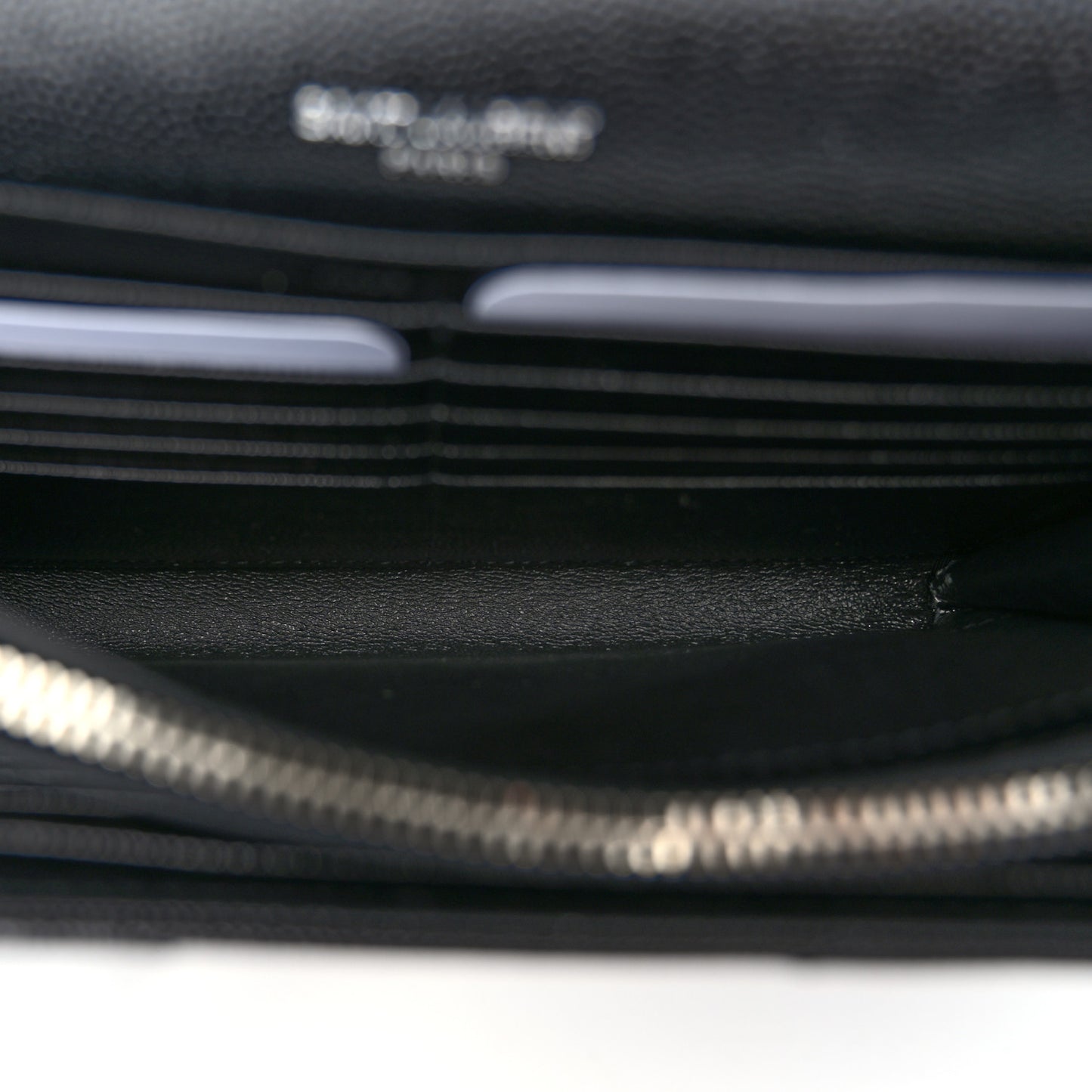 Grain De Poudre Matelasse Chevron Monogram Chain Wallet Black