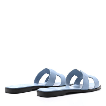 Hermes Calfskin Oran Sandals 37 Bleu Bleuet 4 of 7