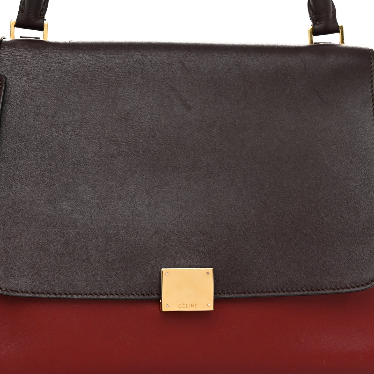 Smooth Calfskin Linen Medium Tri-Color Trapeze Burgundy