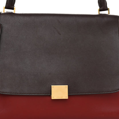 Celine Smooth Calfskin Linen Medium Tri-Color Trapeze Burgundy 7 of 12