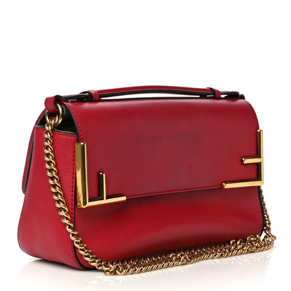 Fendi Vitello Grace Glazed Fabric FF 1974 Double F Shoulder Bag Fragola Mogano Panna 3 of 12