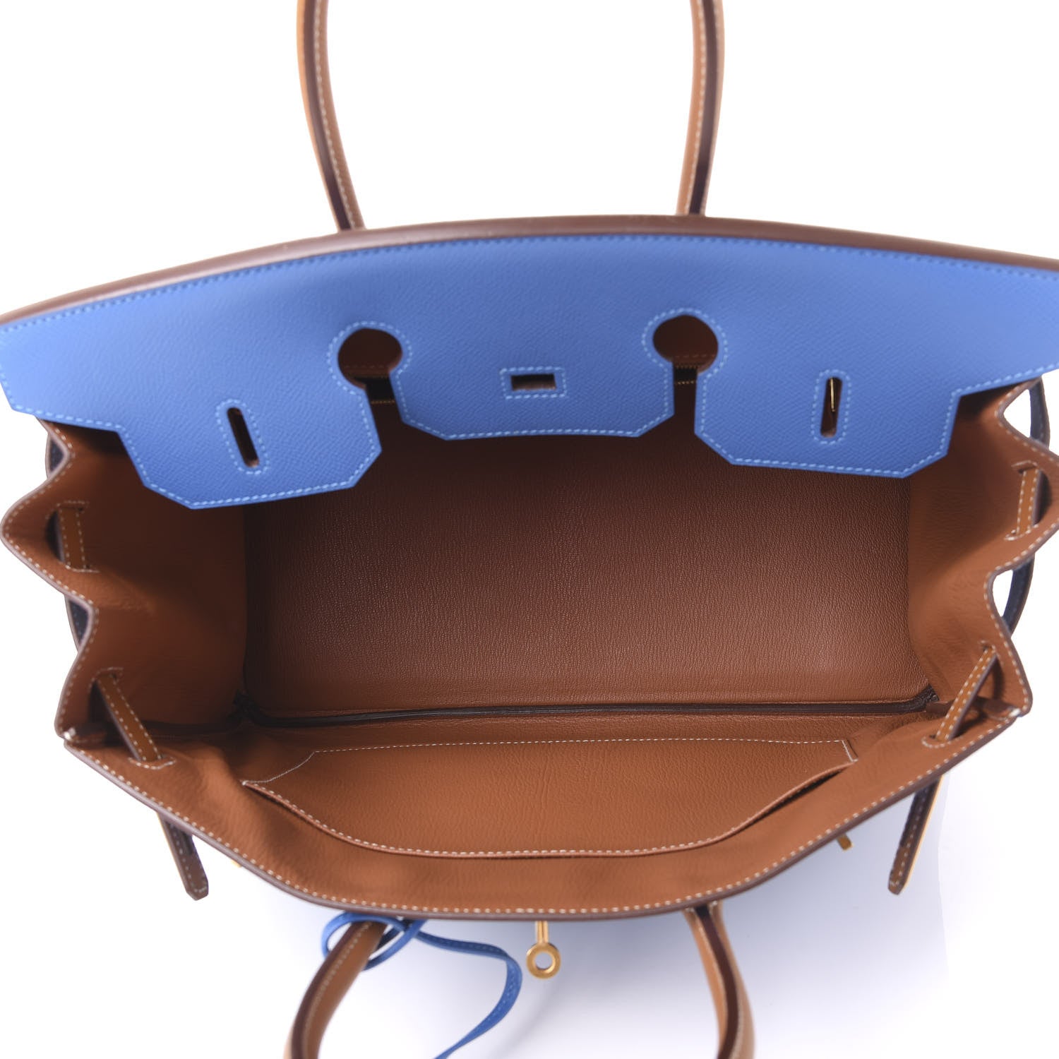Hermes Epsom Horseshoe Birkin 35 Bleu Izmir Gold 14 of 31