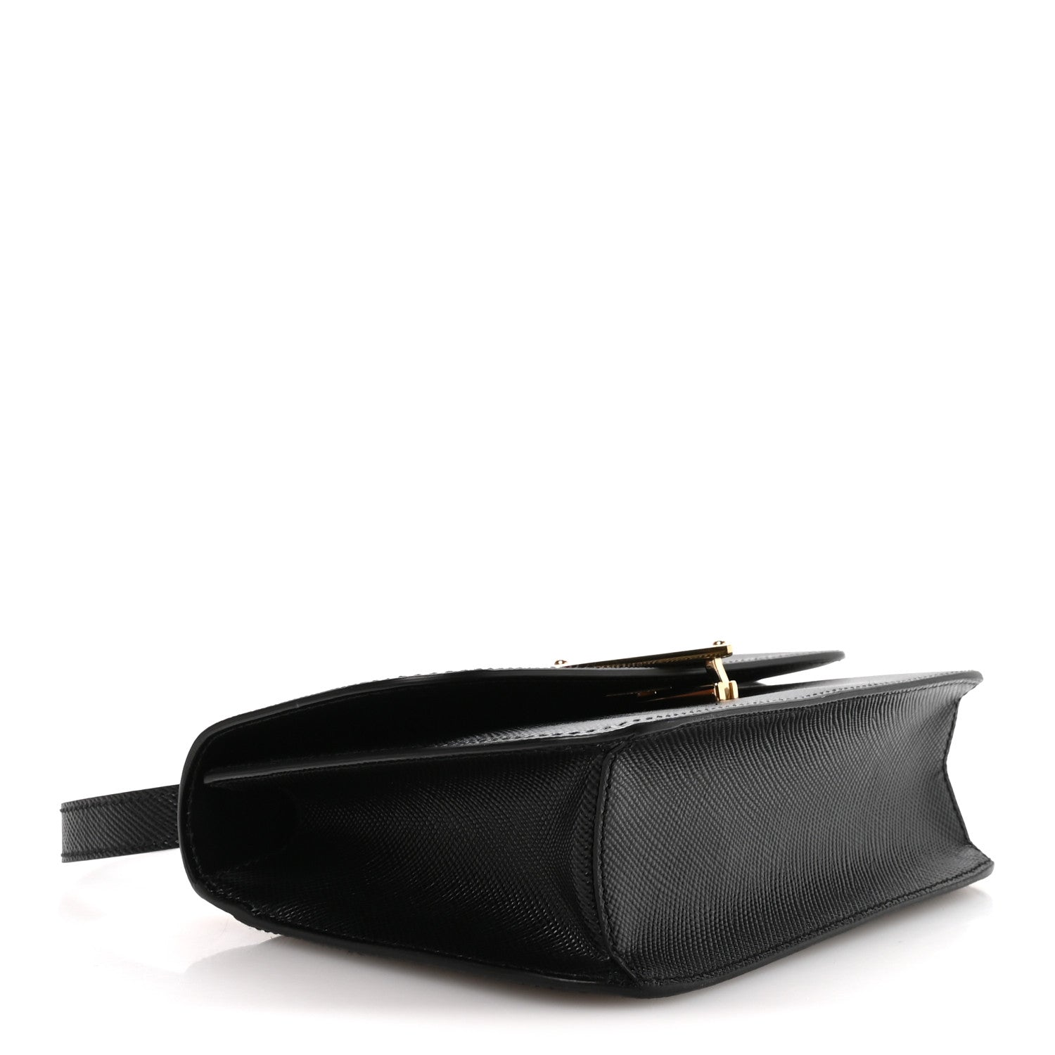 Prada Saffiano Cuir Triangle Embleme Flap Shoulder Bag Black 3 of 10
