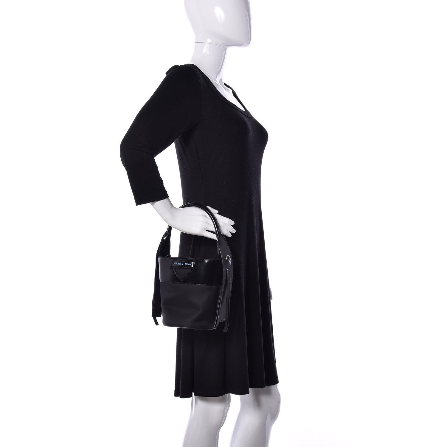 Prada Tessuto Spazzolato Ouverture Bucket Bag Black 3 of 10