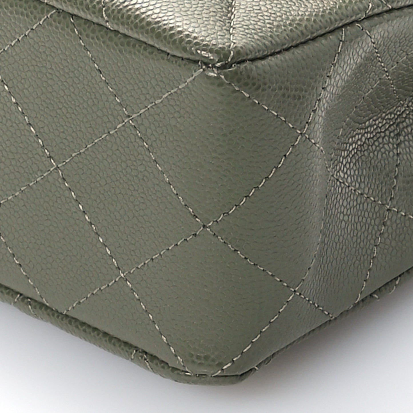 Caviar Quilted Small Double Flap Green