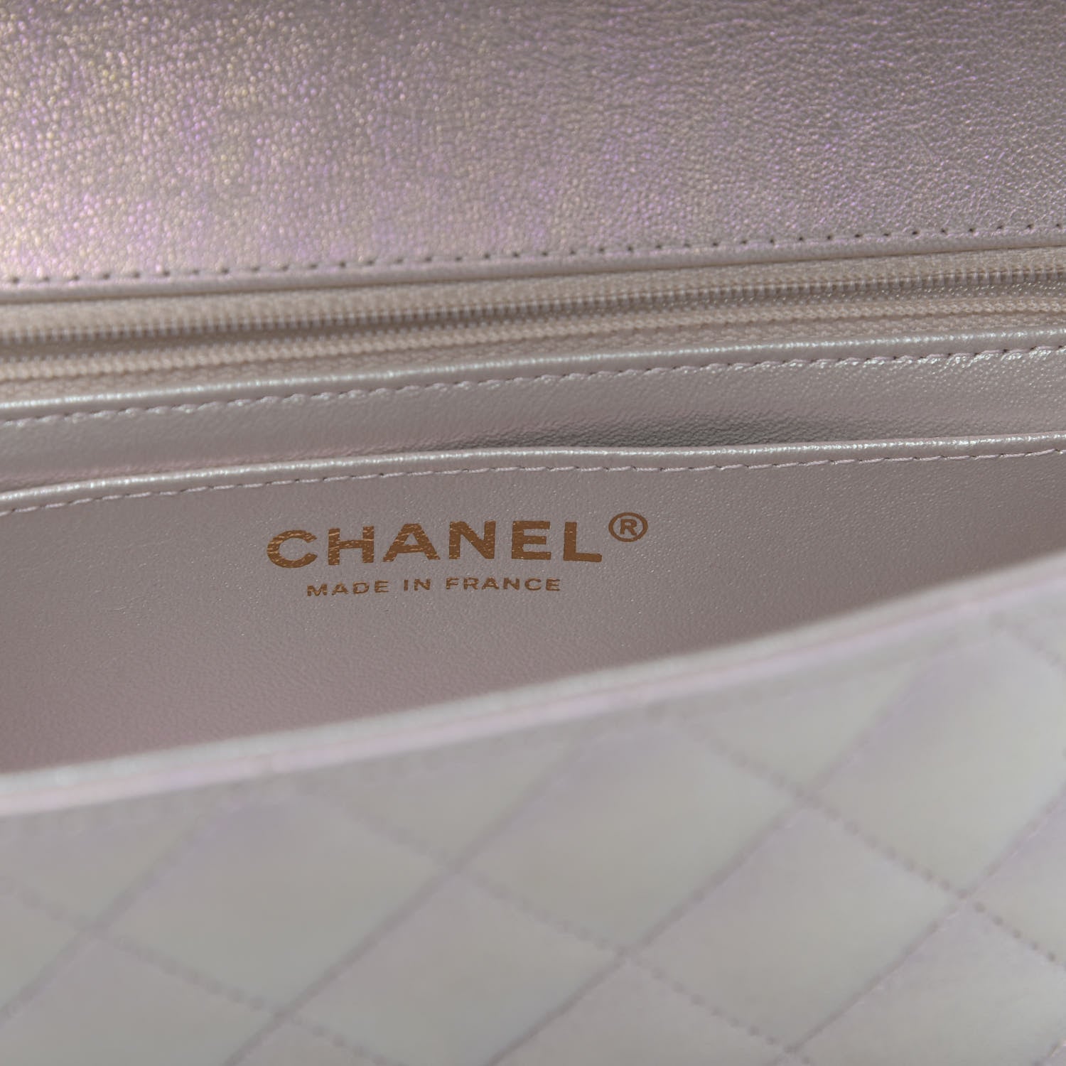 Chanel Iridescent Lambskin Quilted Mini Rectangular Flap Ivory 8 of 12