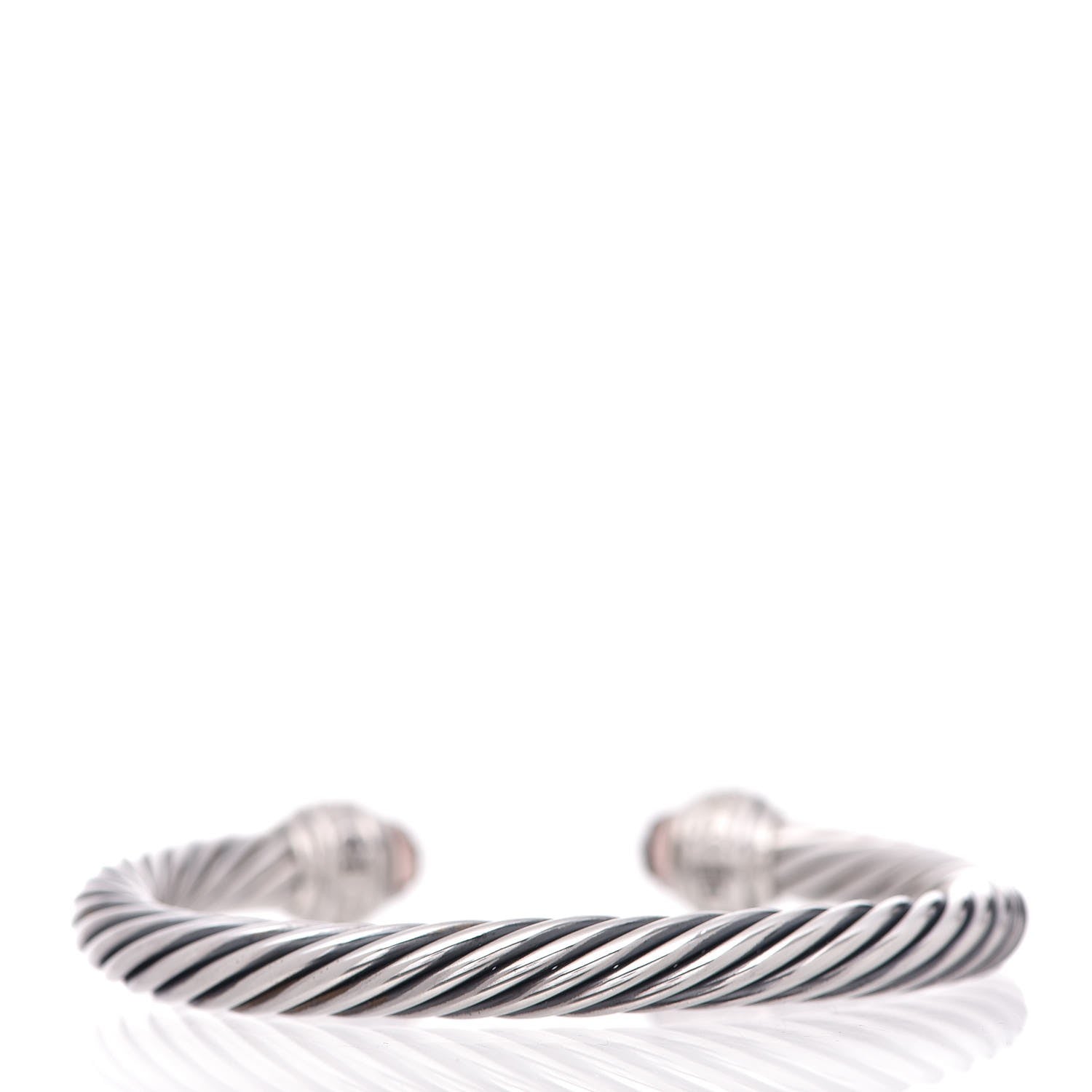 David Yurman Sterling Silver Diamond Morganite 7mm Cable Classics Bracelet 3 of 5