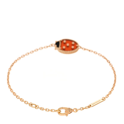 Van Cleef & Arpels 18K Rose Gold Carnelian Onyx Lucky Spring Closed Wing Ladybug Bracelet 2 of 4