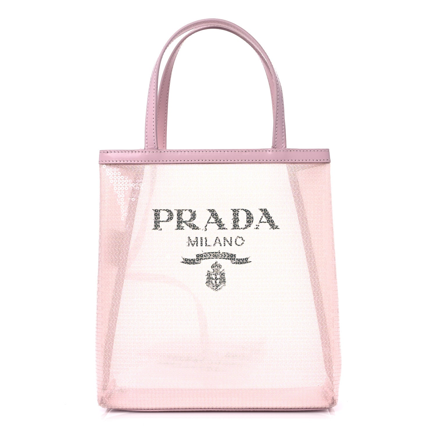 Prada Sequin Mesh Small Tote Bag Pink 3 of 14