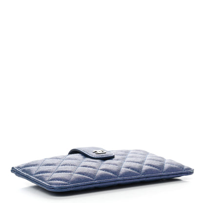 Chanel Iridescent Caviar Quilted Classic Strap Pouch Dark Blue 5 of 9