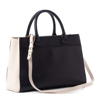 Chanel Grained Calfskin Small Bi-Color Neo Executive Shopper Tote Black Beige 3 of 10
