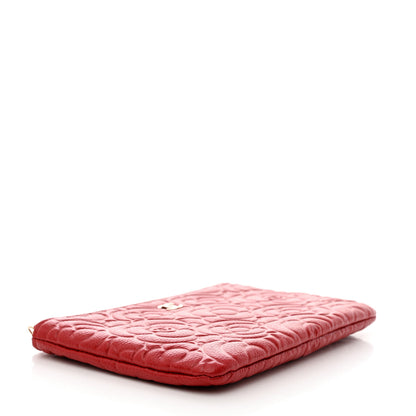 Chanel Caviar Camellia Embossed Cosmetic Pouch Red 4 of 8