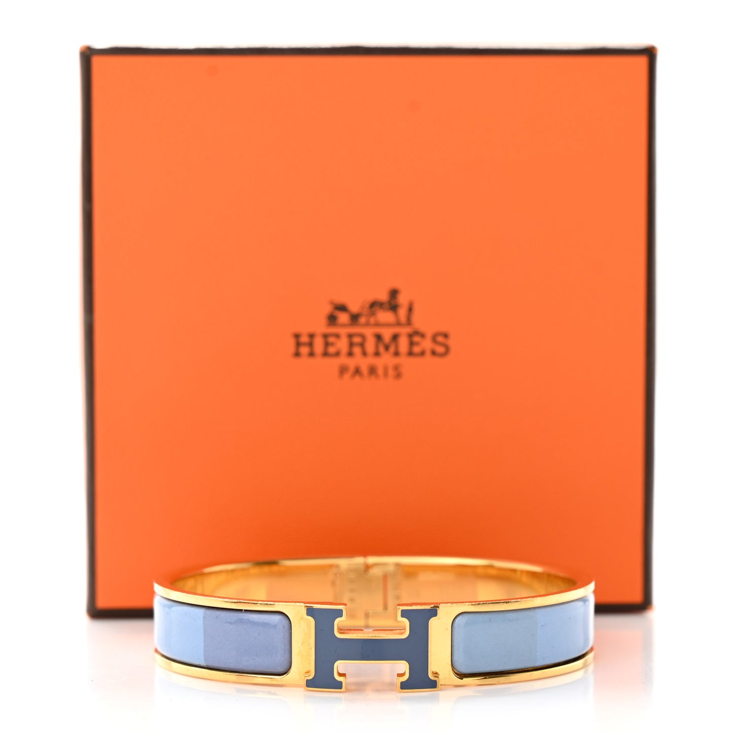 Enamel Narrow Clic Clac H Bracelet PM Rainbow Bleu