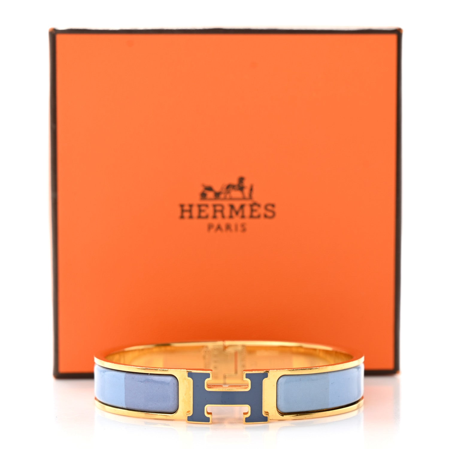 Hermes Enamel Narrow Clic Clac H Bracelet PM Rainbow Bleu 7 of 7