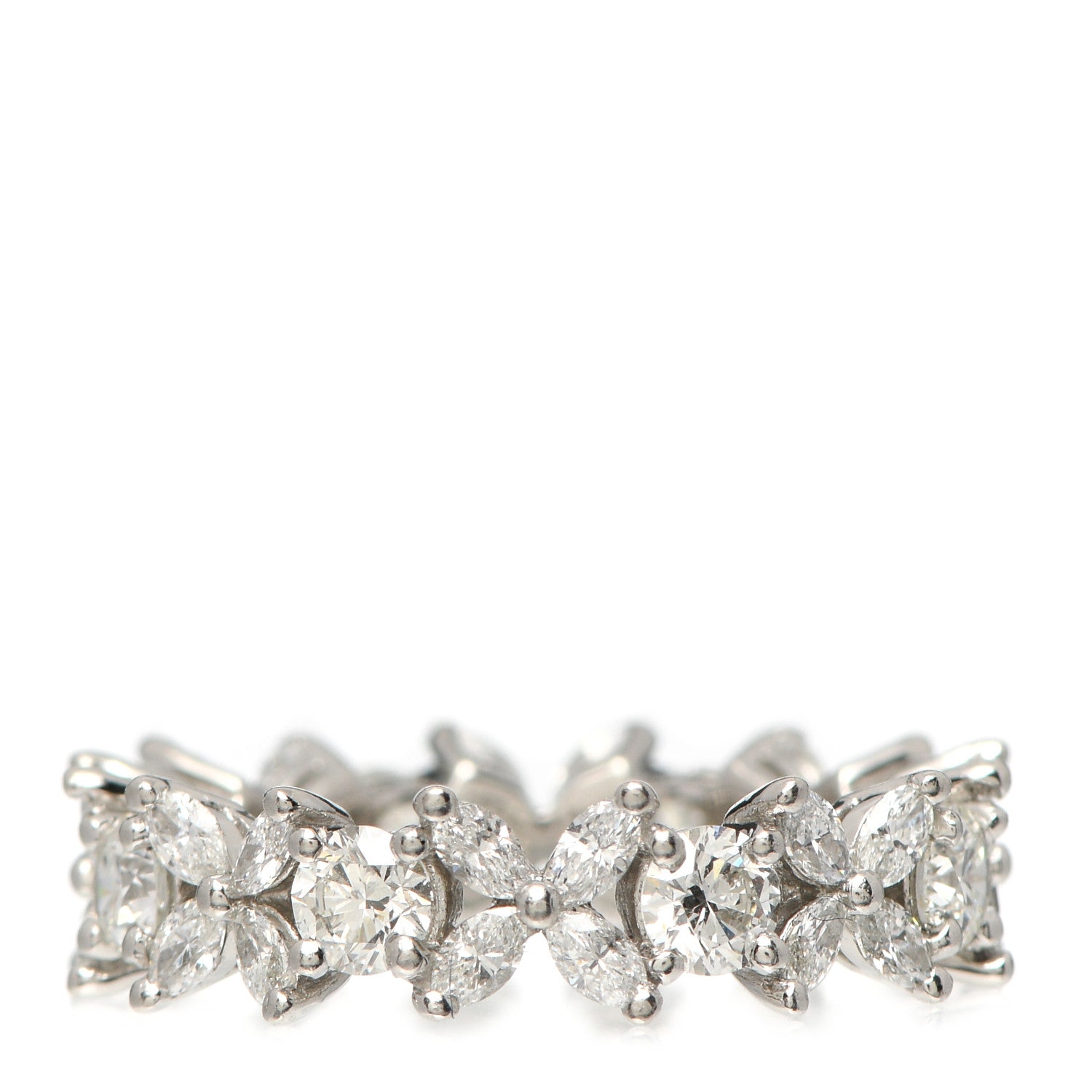 Tiffany Platinum Diamond Victoria Alternating Band Ring 51 5.75 5 of 10