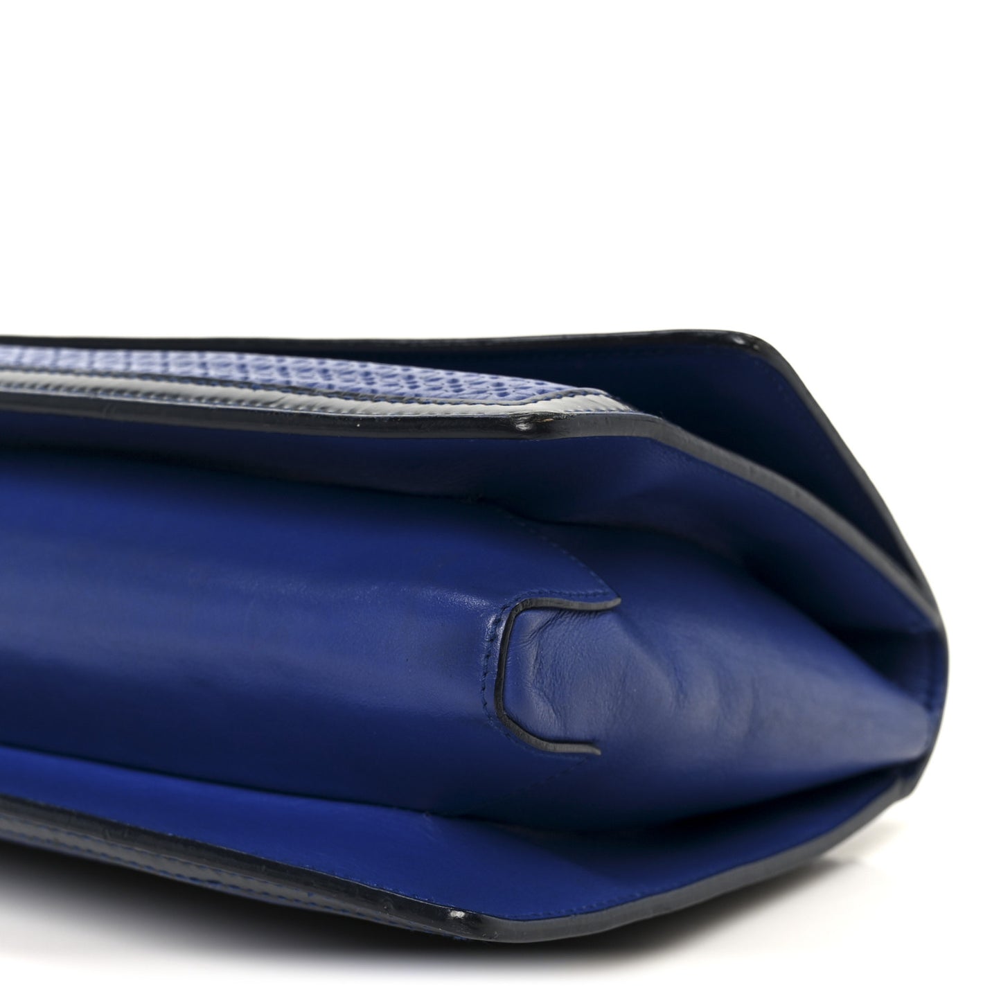 Perforated Calfskin Patent Ginny Bow Crossbody Bag Blue