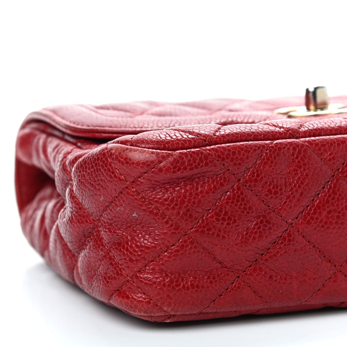 Caviar Quilted Mini Square Flap Red
