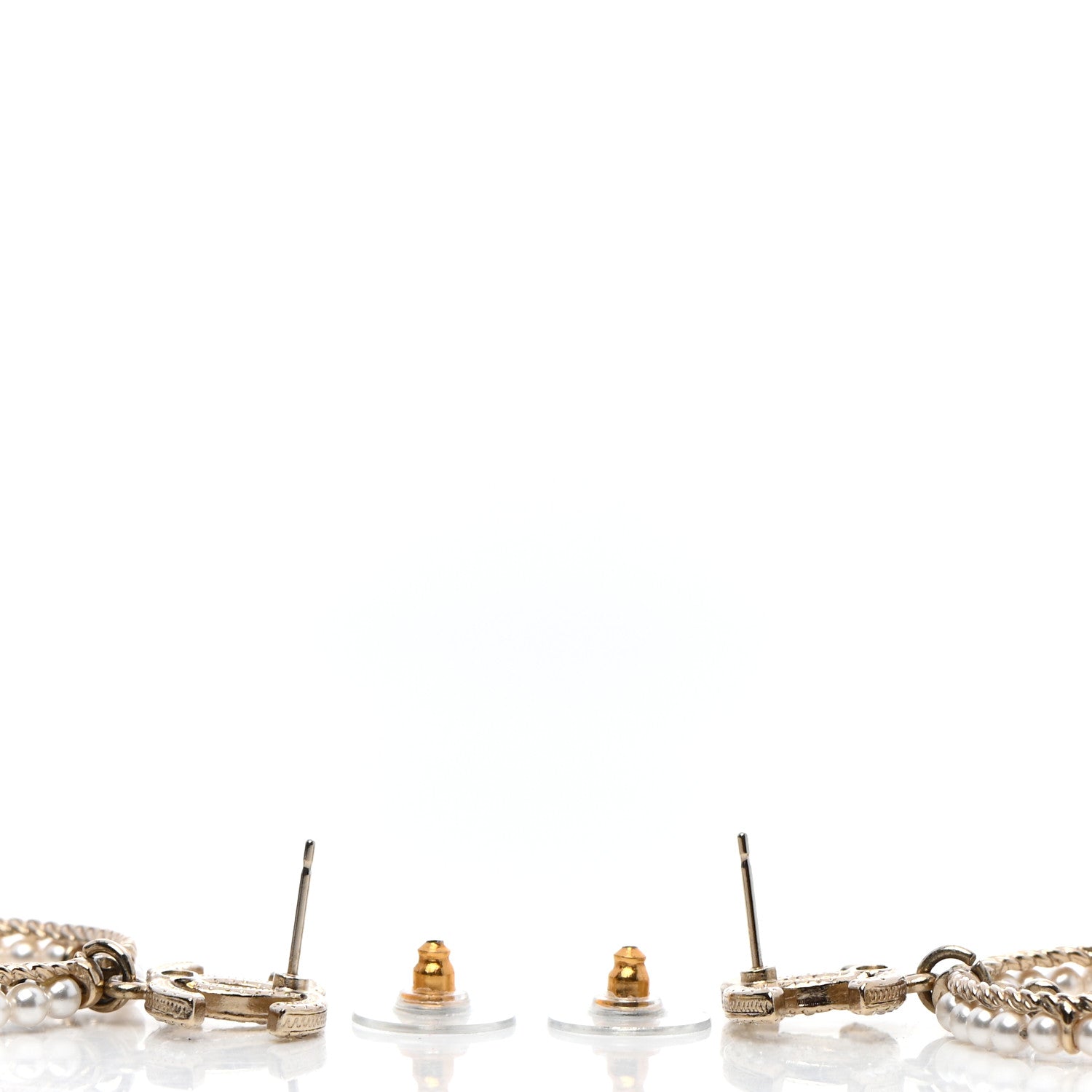 Chanel Crystal Pearl Chanel Charms CC Drop Earrings Gold 3 of 6