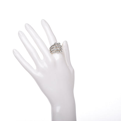 David Yurman Sterling Silver Diamond Confetti 4 Row Ring 53 6.5 2 of 5