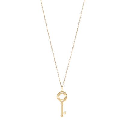 Tiffany 18K Yellow Gold Diamond Atlas Pierced Key Pendant Necklace 1 of 6