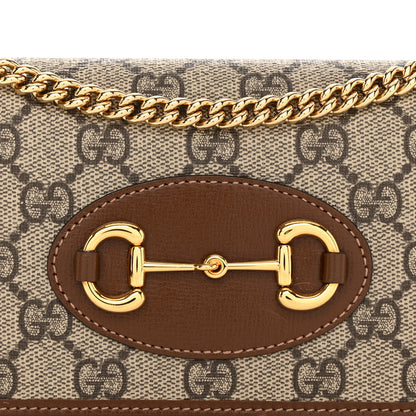 Gucci GG Supreme Monogram Azalea Calfskin Horsebit 1955 Wallet On Chain Beige Ebony Brown Sugar 8 of 11