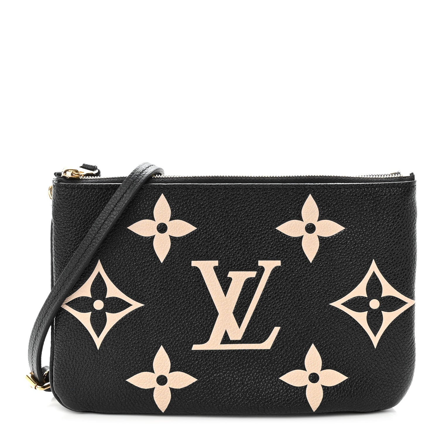 Louis Vuitton Empreinte Monogram Giant Double Zip Pochette Black Cream 1 of 12