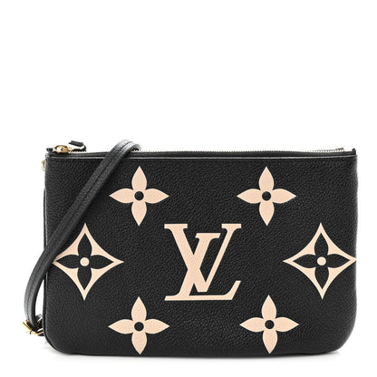 Louis Vuitton Empreinte Monogram Giant Double Zip Pochette Black Cream 1 of 12