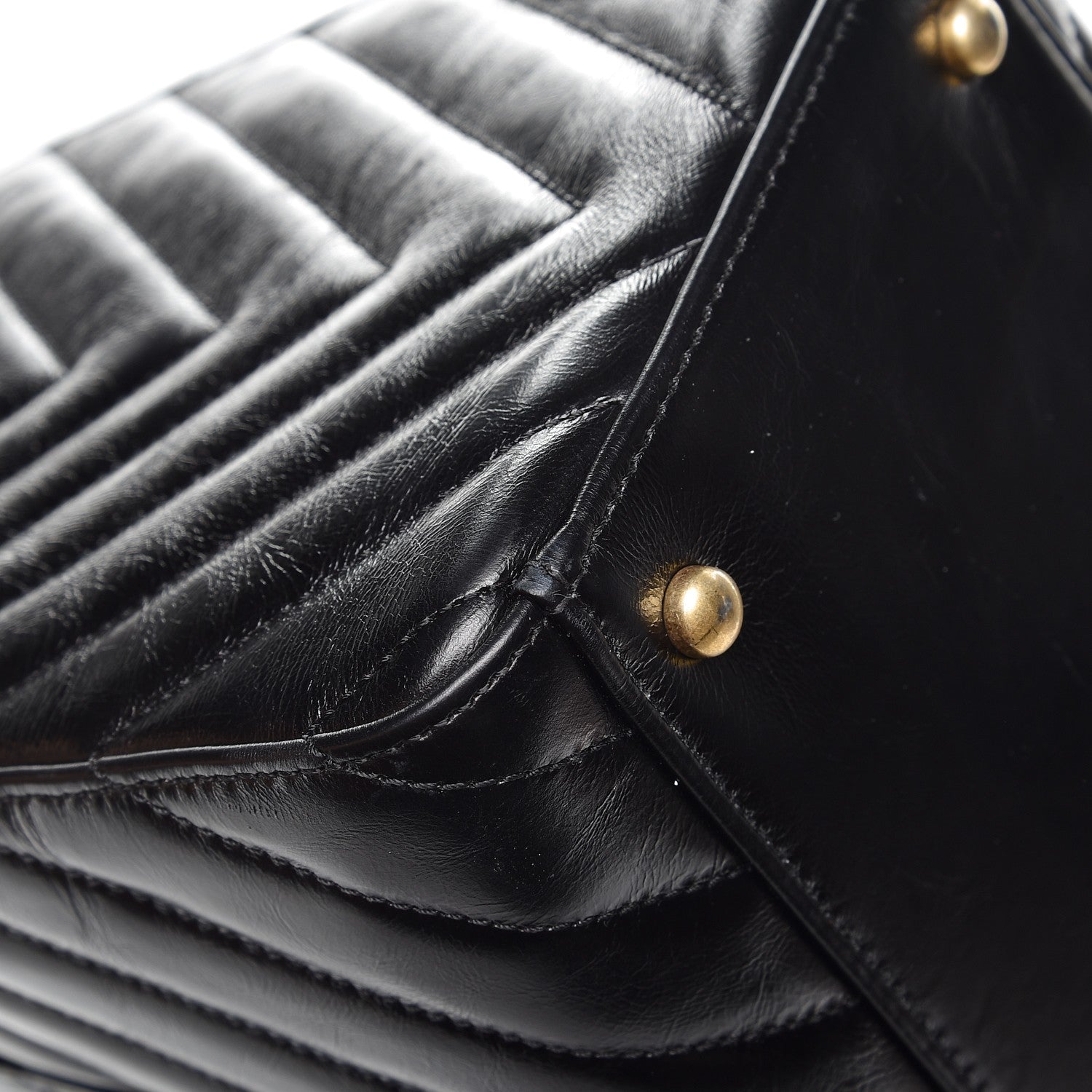 Chanel Glazed Calfskin Chevron Quilted Shopper Tote Black 12 of 15
