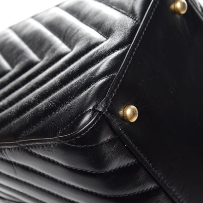 Chanel Glazed Calfskin Chevron Quilted Shopper Tote Black 12 of 15