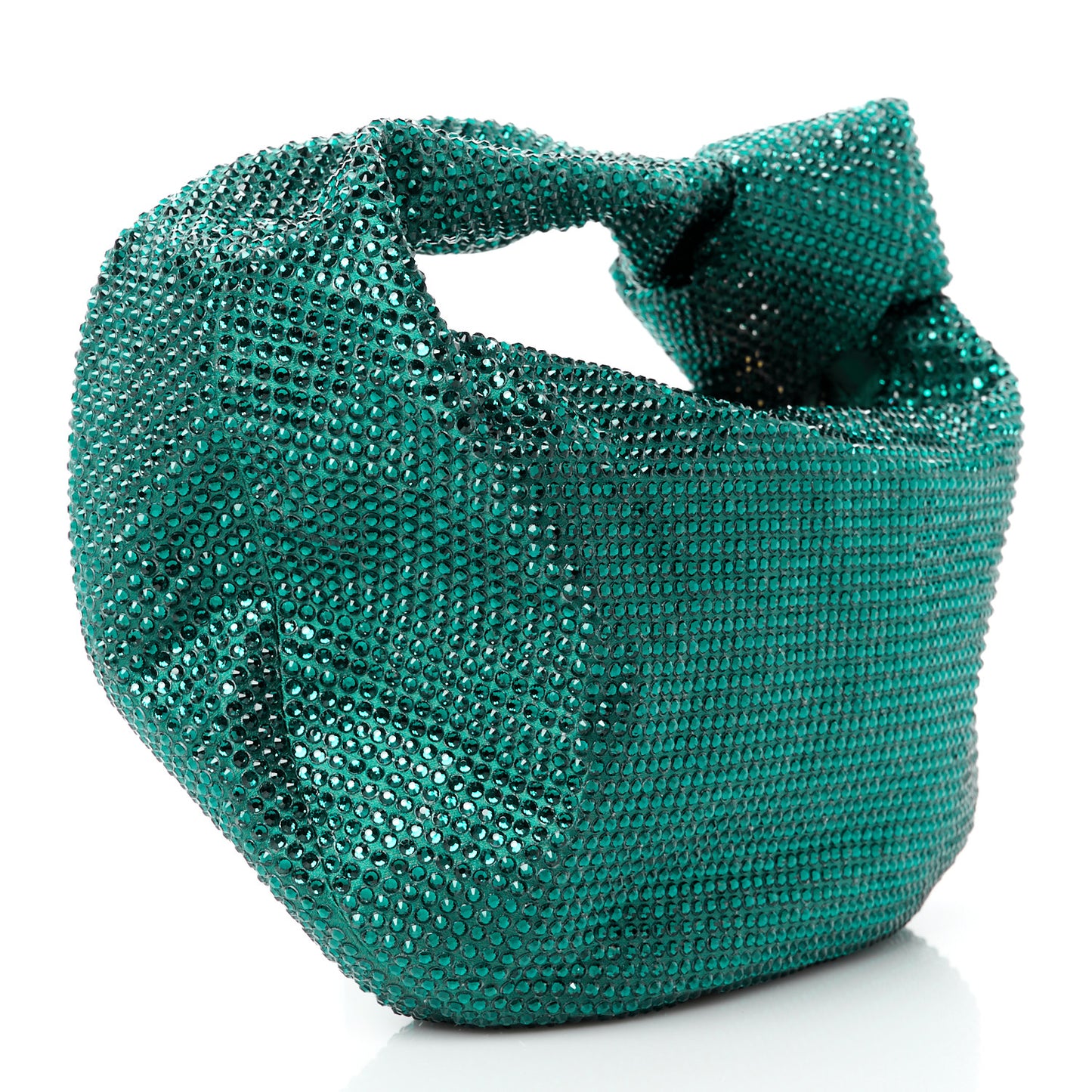 Crystal Embellished Satin Mini Hotfix Jodie Emerald