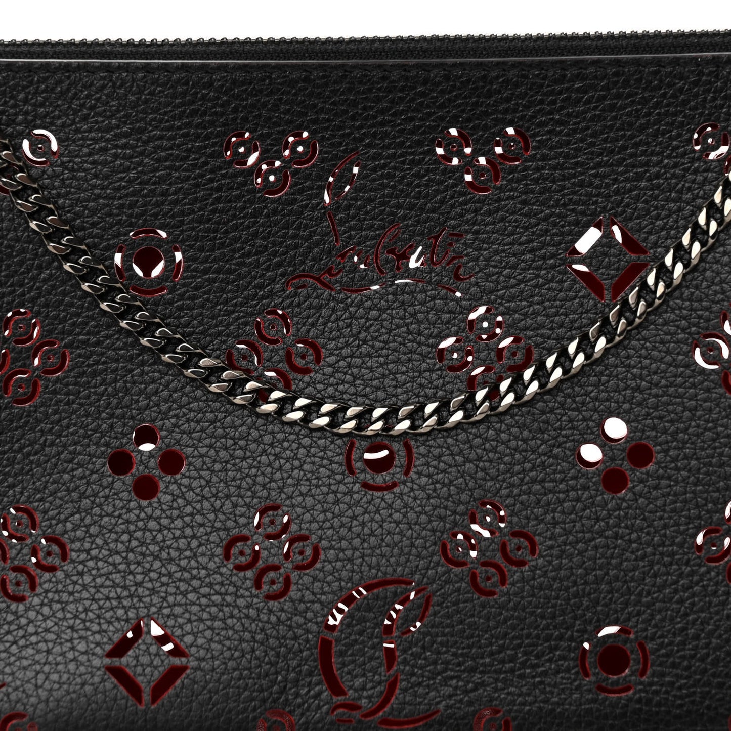 Calfskin Loubinthesky Perforated Shoulder Bag Black