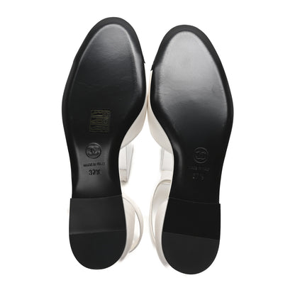 Chanel Lambskin Patent Calfskin Cap Toe Camellia Mary Jane Flats 37.5 White Black 6 of 10