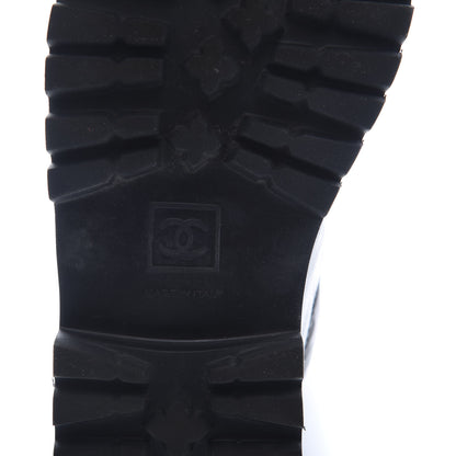 Chanel Calfskin Nylon Quilted Motorcycle Zip Boots 36 Green 8 of 10