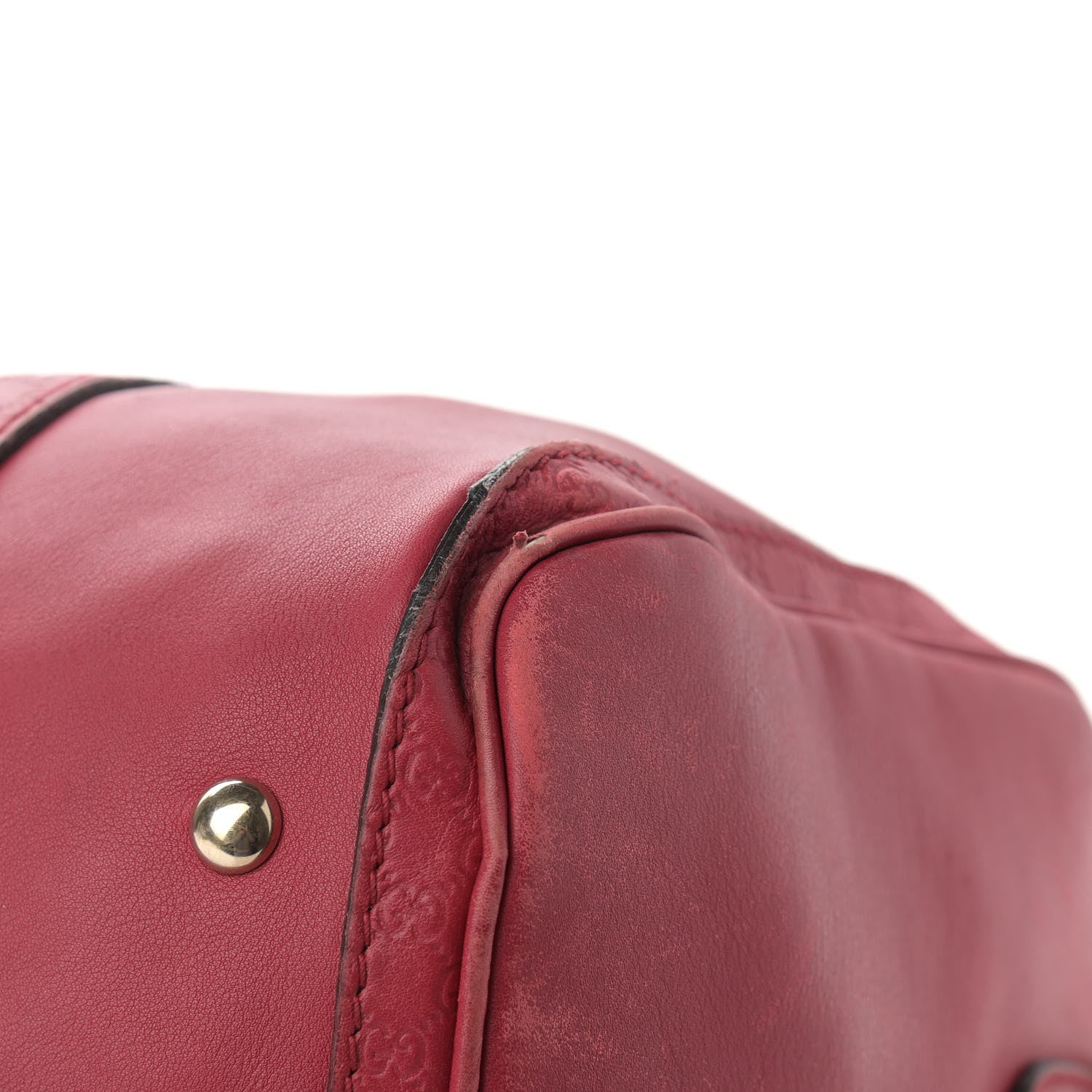 Gucci Calfskin Microguccissima Trim Medium Boston Raspberry Red 10 of 17