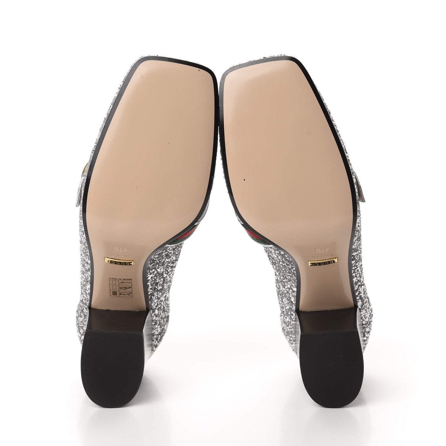 Glitter Nappa Web Peyton 75mm Loafer Pumps 41.5 Argento