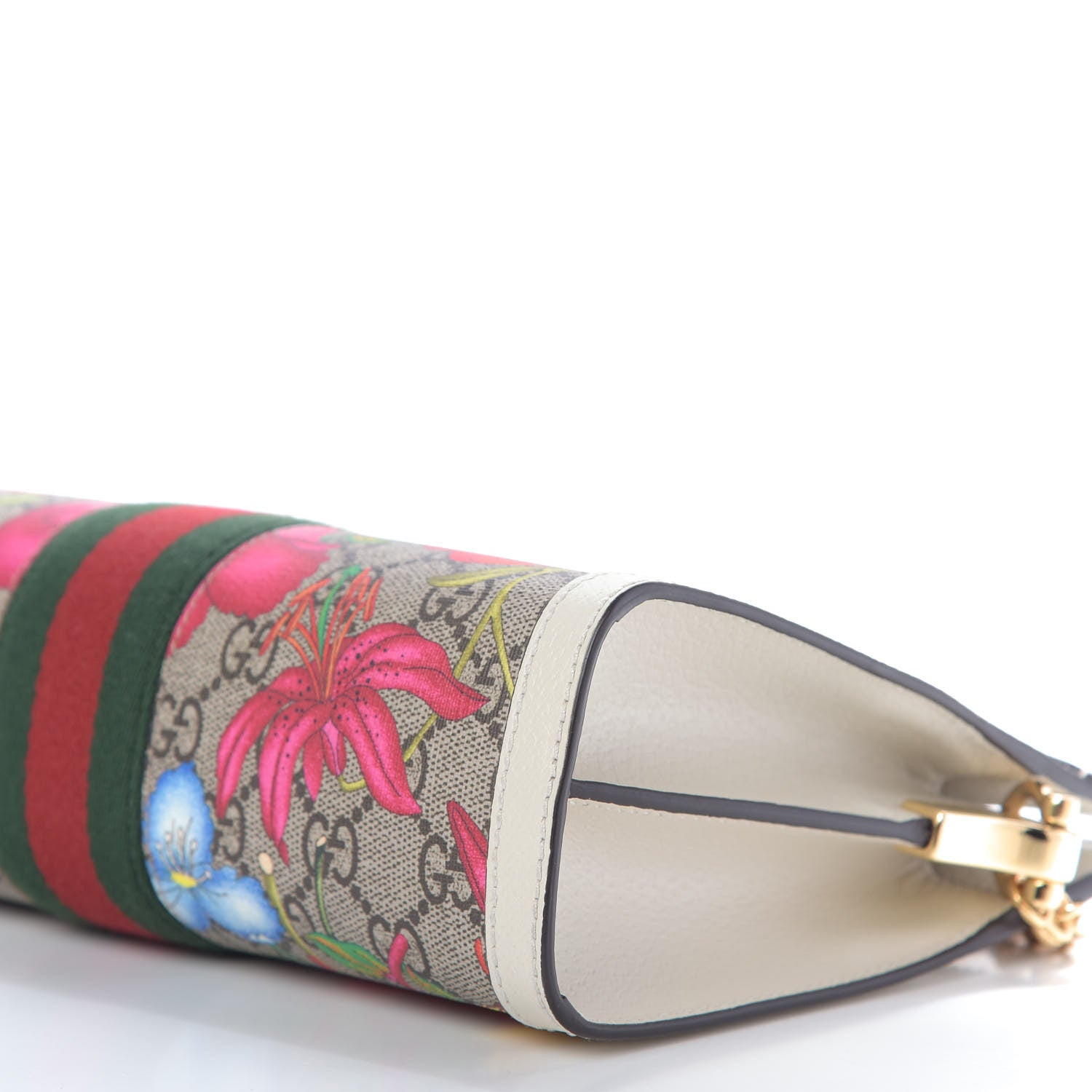 Gucci GG Supreme Monogram Flora Web Small Ophidia Chain Shoulder Bag White 7 of 9