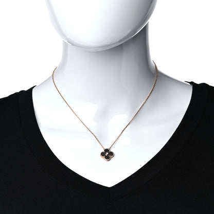 Van Cleef & Arpels 18K Rose Gold Diamond Grey Mother of Pearl Vintage Alhambra Pendant Necklace 2 of 6